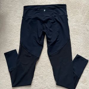 New Electric Yoga leggings tights mesh sheer panel black zip pocket full medium